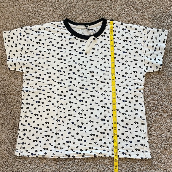Rag & Bone Ditsy Floral Short Sleeve T-Shirt White Black Size Medium - Picture 6 of 8